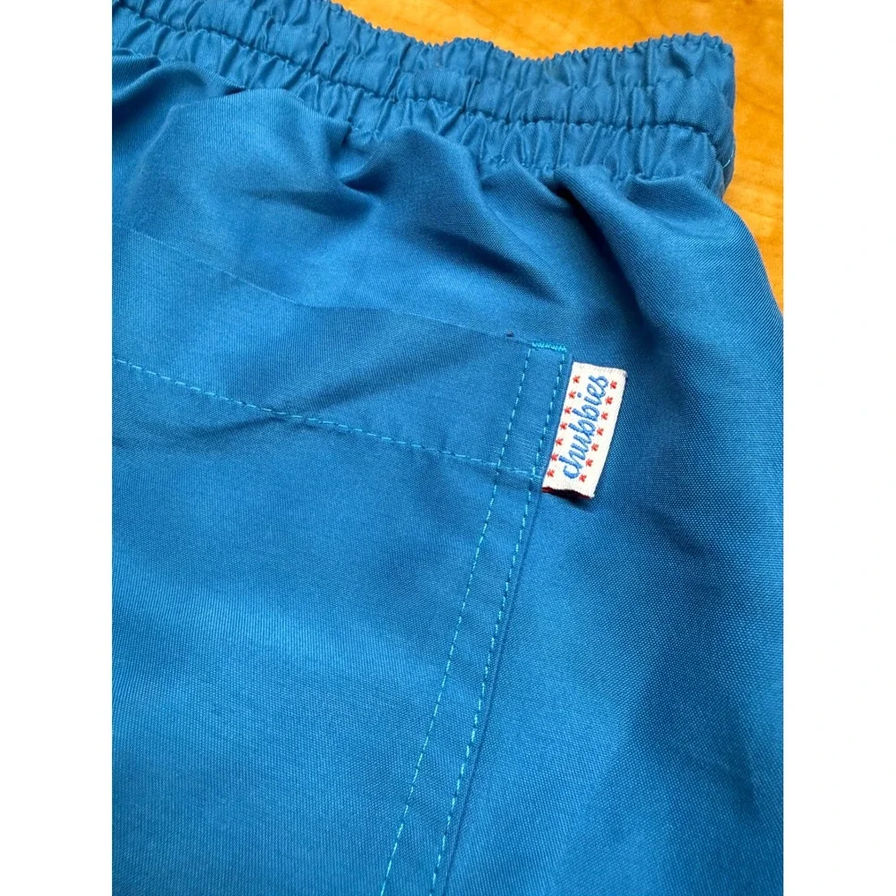 Chubbies Mens Red Blue Colorblock Swim Trunks Mesh Lined Shorts L Made in USA